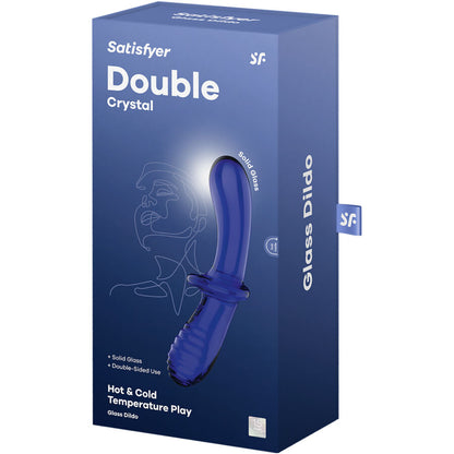 SATISFYER - DOBBEL KRYSTALL DILDO BLÅ
