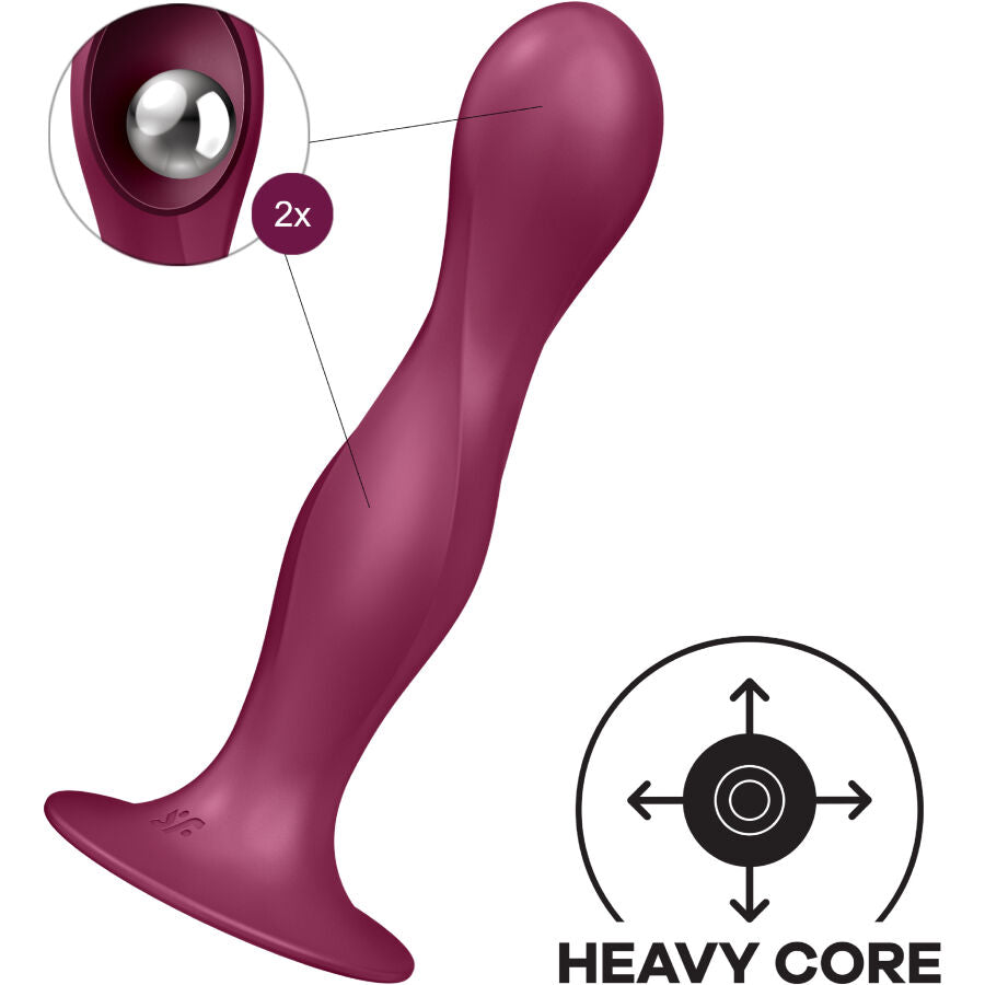 SATISFYER - DOBBEL BALL-R SILIKON DILDO GARNET