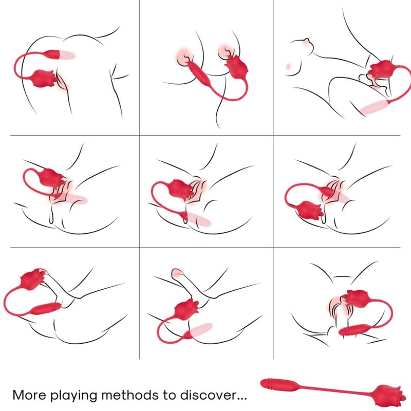 ARMONY - 3-I-1 ROSA, STIMULATOR, SUGSUKTION OG OPP&amp;NED MED RØD HALE