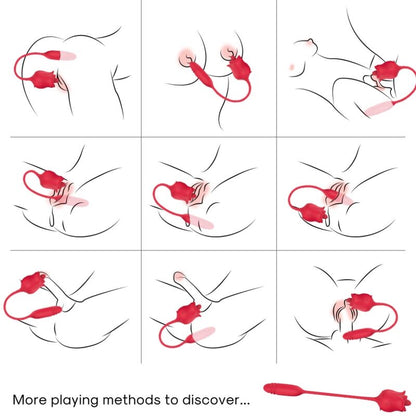 ARMONY - 3-I-1 ROSA, STIMULATOR, SUGSUKTION OG OPP&amp;NED MED RØD HALE