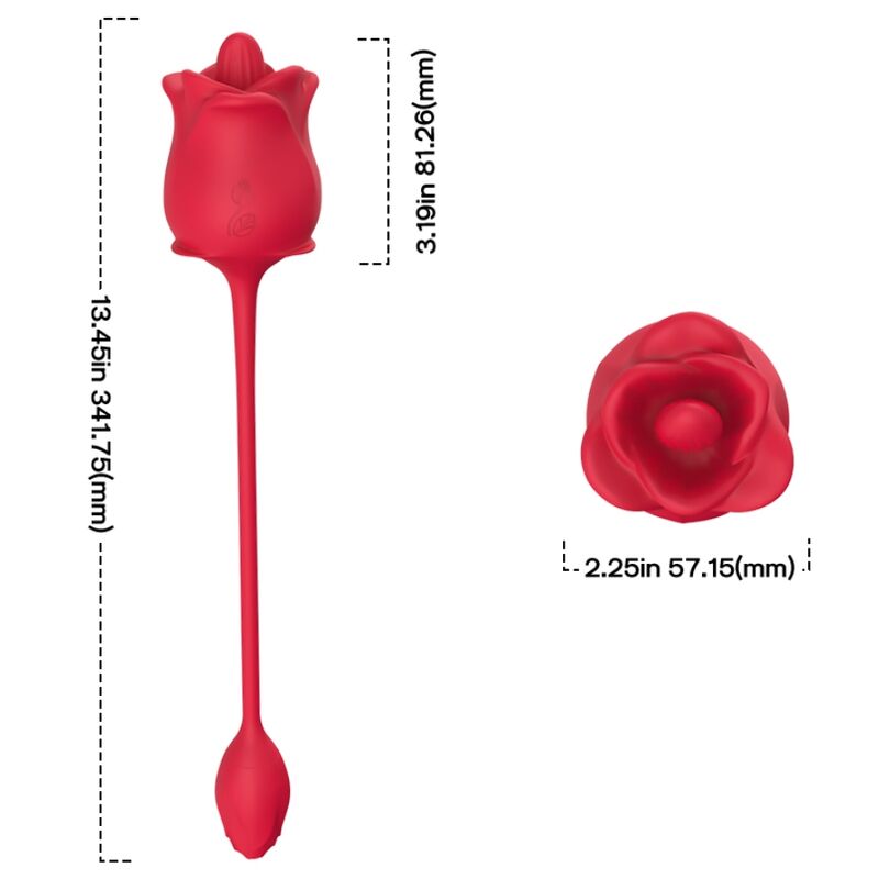 ARMONY - ROSA 2-I-1 SUKTIONSSTIMULATOR OG VIBRATOR 10 MODUS MED RØD HALE