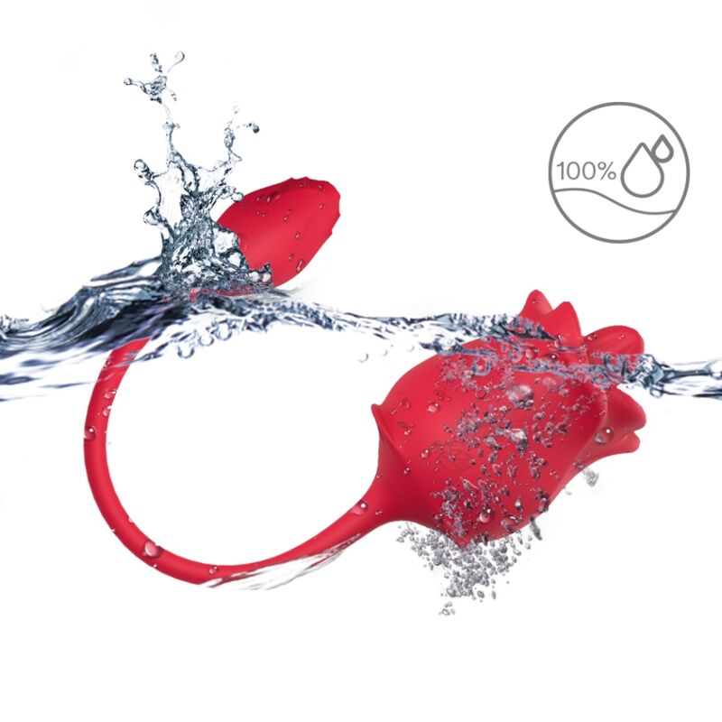 ARMONY - ROSA 2-I-1 SUKTIONSSTIMULATOR OG VIBRATOR 10 MODUS MED RØD HALE