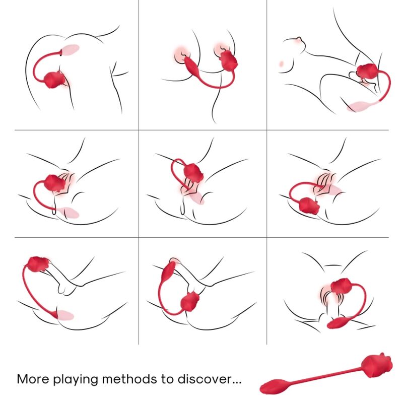 ARMONY - ROSA 2-I-1 SUKTIONSSTIMULATOR OG VIBRATOR 10 MODUS MED RØD HALE
