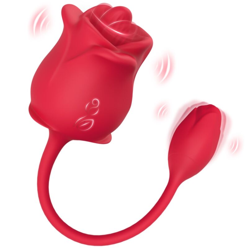 ARMONY - ROSA 2-I-1 SUKTIONSSTIMULATOR OG VIBRATOR 10 MODUS MED RØD HALE