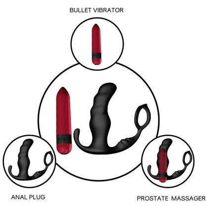 ARMONY - KNIGHT VIBRATOR ANAL PROSTATA &amp; RING FJERNKONTROLL SVART