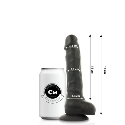 COCK MILLER - DILDO REALISTISK SILIKON TETTHETS ARTIKULERBAR SVART 18 CM