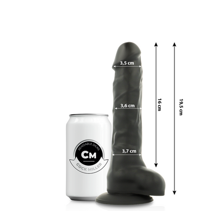 COCK MILLER - DILDO REALISTISK SILIKON TETTHETS ARTIKULERBAR SVART 19,5 CM