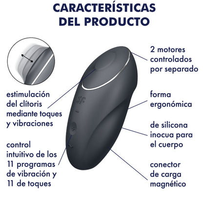 SATISFYER - TAP &amp; CLIMAX 1 LAY-ON VIBRATOR SVART