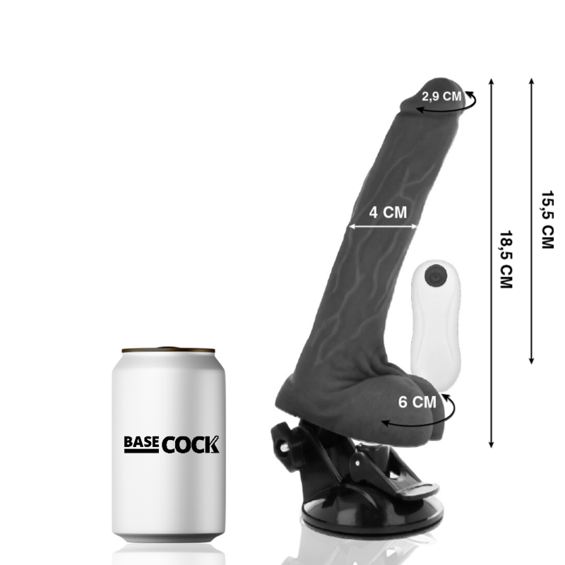 BASECOCK - REALISTISK LEDBAR FJERNKONTROLL SVART 18,5 CM -O- 4 CM