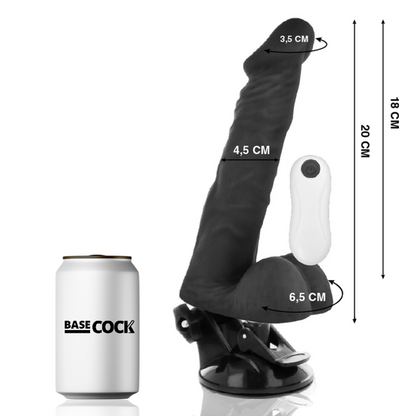 BASECOCK - REALISTISK LEDBAR FJERNKONTROLL SVART 20 CM -O- 4,5 CM
