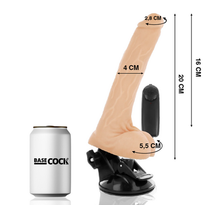 BASECOCK - REALISTISK NATURLIG FJERNKONTROLLVIBRATOR MED TESTIKLENE 20 CM -O- 4 CM