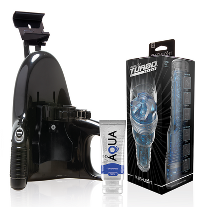 FLESHLIGHT - TURBO THRUST BLUE ICE + UNIVERSAL LAUNCH + AQUA-KVALITETSSMØREMIDDEL 50 ML