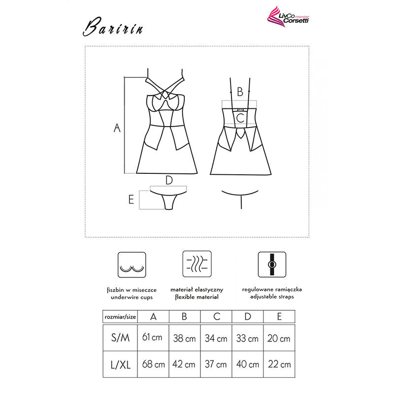 LIVCO CORSETTI FASHION - BARIRIN LC 90633 SHIRT + PANTY BLACK L/XL