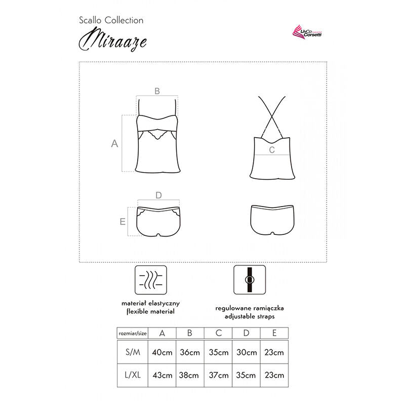 LIVCO KORSETTIMOTE - MIRAAZE LC 90567 SKJORTE + SHORTS SVART L/XL