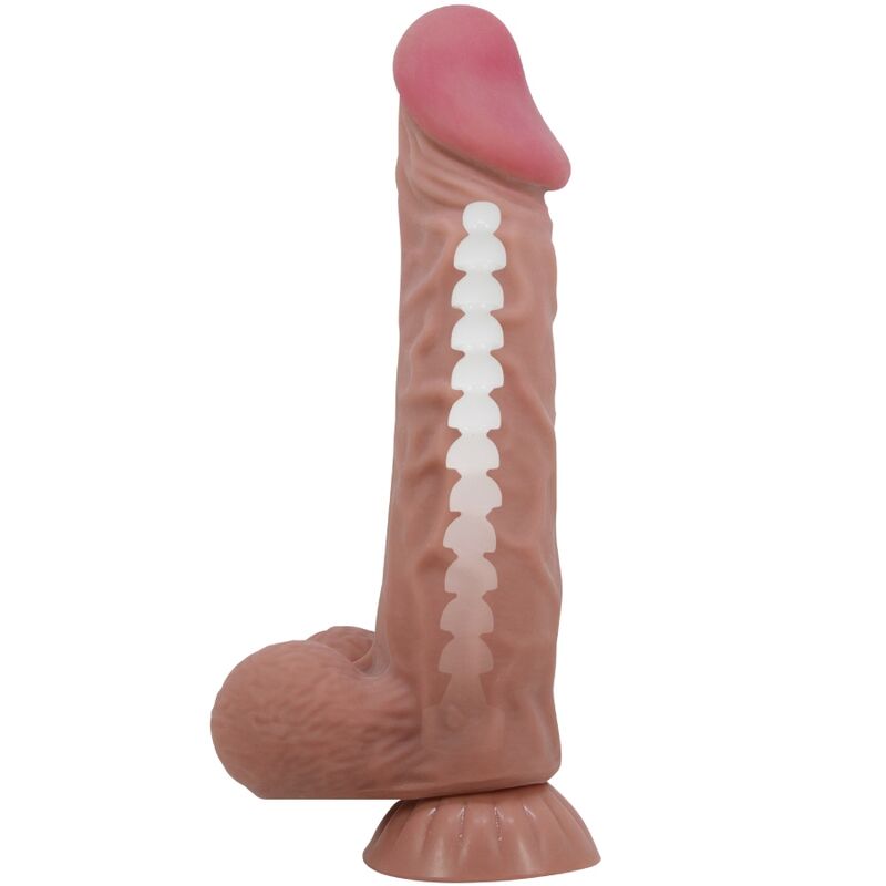 PRETTY LOVE - GLIDEHUD-SERIE REALISTISK DILDO MED GLIDEHUD-SUGEKOPP BRUN 24 CM