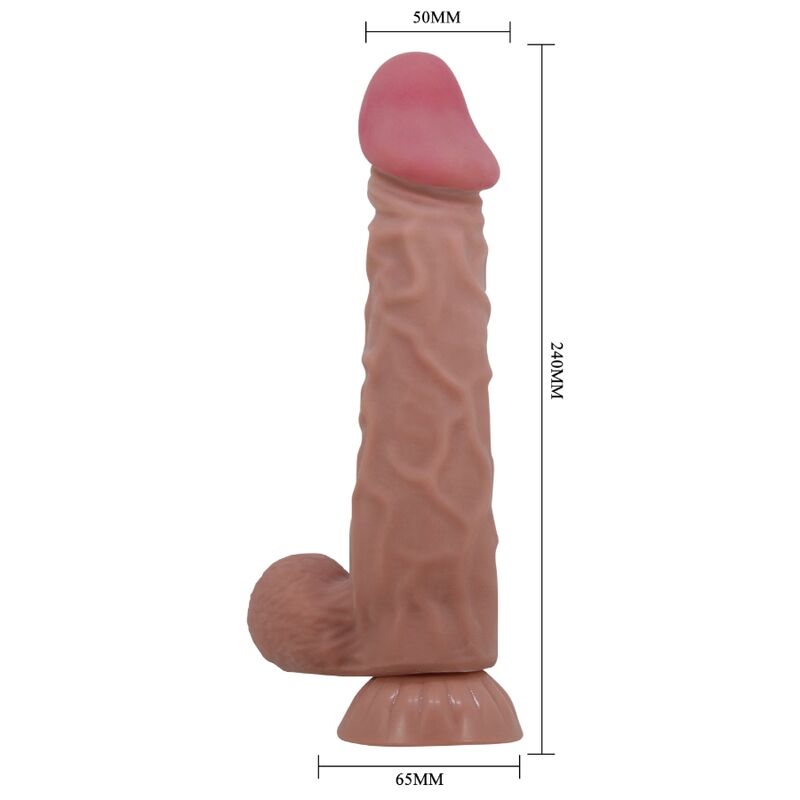 PRETTY LOVE - GLIDEHUD-SERIE REALISTISK DILDO MED GLIDEHUD-SUGEKOPP BRUN 24 CM