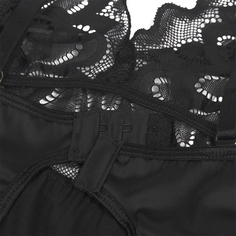 SUBBLIME - BABYDUKK MED BLOMSTERPRINT BRYST SVART S/M