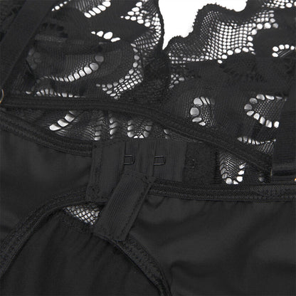 SUBBLIME - BABYDUKK MED BLOMSTERPRINT BRYST SVART S/M