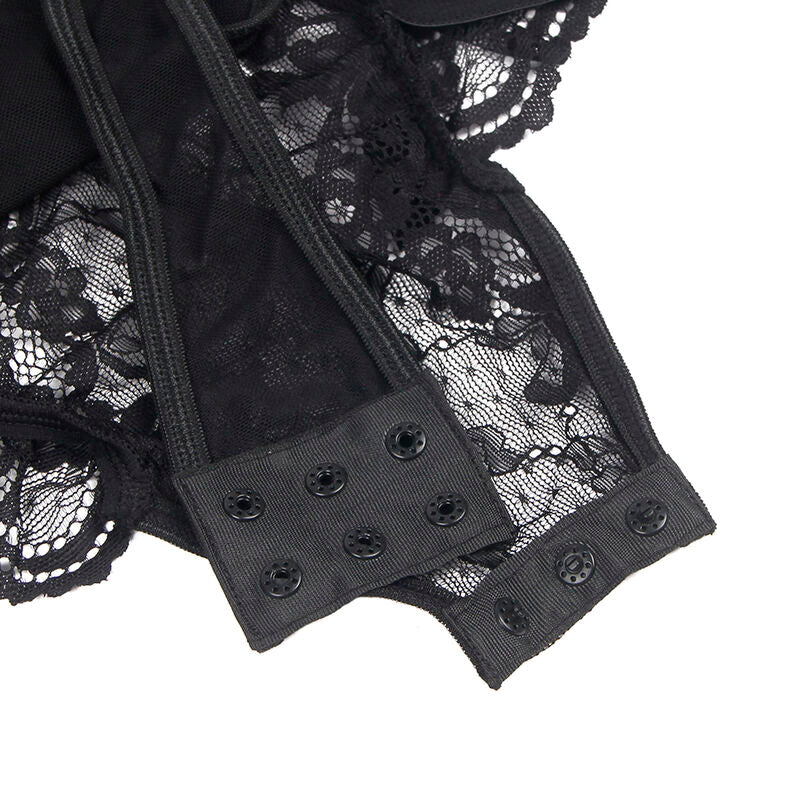 SUBBLIME - TEDDY WITH GARTER WITH LACE DETAIL AND STRIPS BLACK L/XL