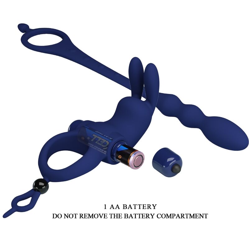 PRETTY LOVE - AYAD KANINVIBRATORRING MED PLUGG BLÅ