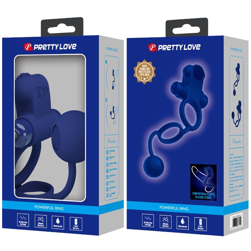 PRETTY LOVE - REMINGTON DOUBLE VIBRATING RING WITH PLUG BLUE
