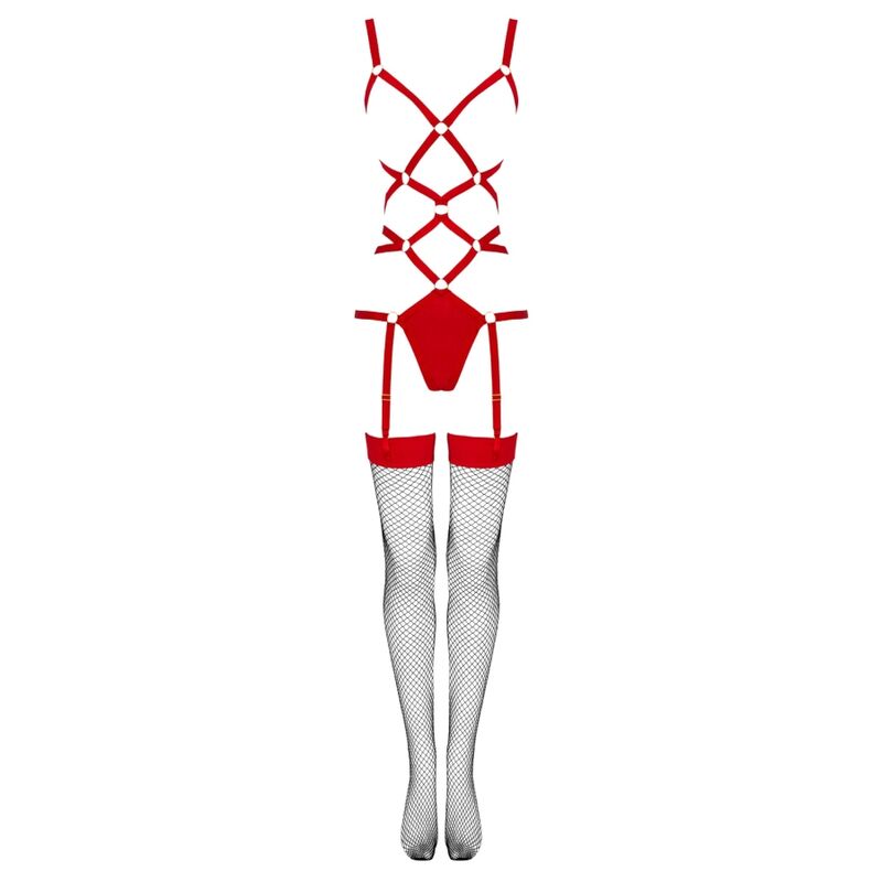 LIVCO KORSETTIMOTE - THIARA LC 20213 SETT BODY + STRØMPER RØD L/XL
