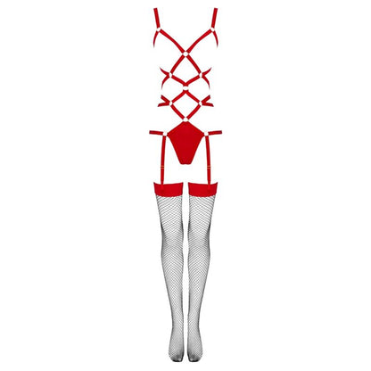LIVCO KORSETTIMOTE - THIARA LC 20213 SETT BODY + STRØMPER RØD L/XL