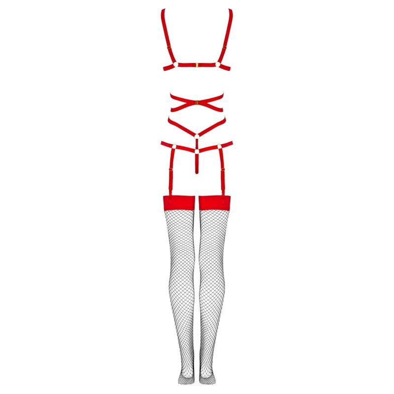 LIVCO KORSETTIMOTE - THIARA LC 20213 SETT BODY + STRØMPER RØD L/XL