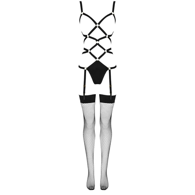 LIVCO KORSETTIMOTE - THIARA LC 20213 SETT BODY + STRØMPER SVART L/XL