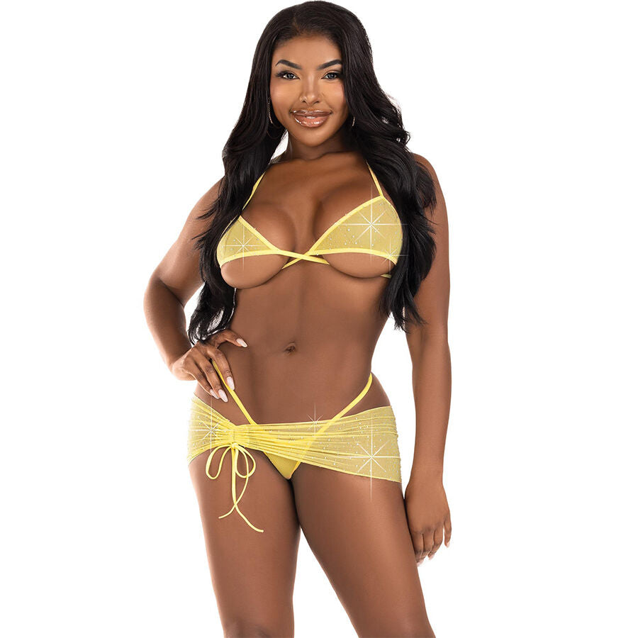 LEG AVENUE - TRE DELER DIAMANTSETT GULT S/M