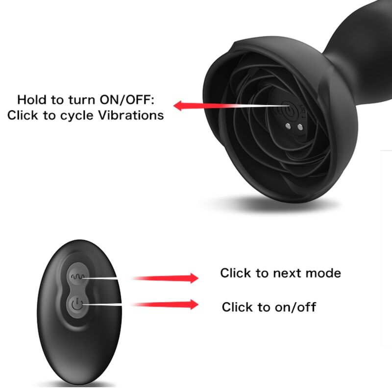 ARMONY - EXTREME A BLOOM ROSE VIBRATOR &amp; ANALPLUGG FJERNKONTROLL SVART