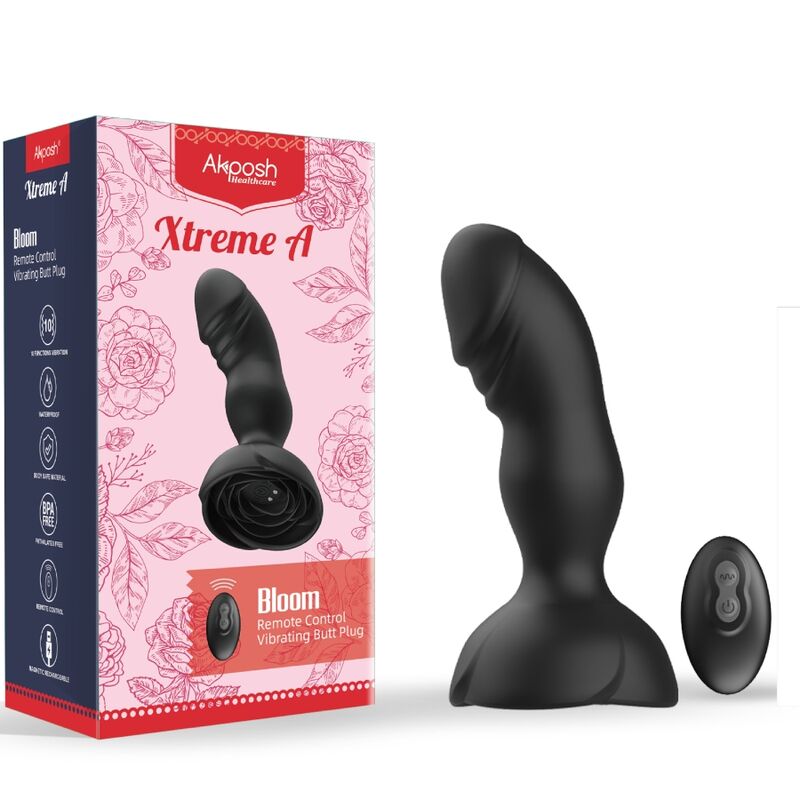 ARMONY - EXTREME A BLOOM ROSE VIBRATOR &amp; ANALPLUGG FJERNKONTROLL SVART