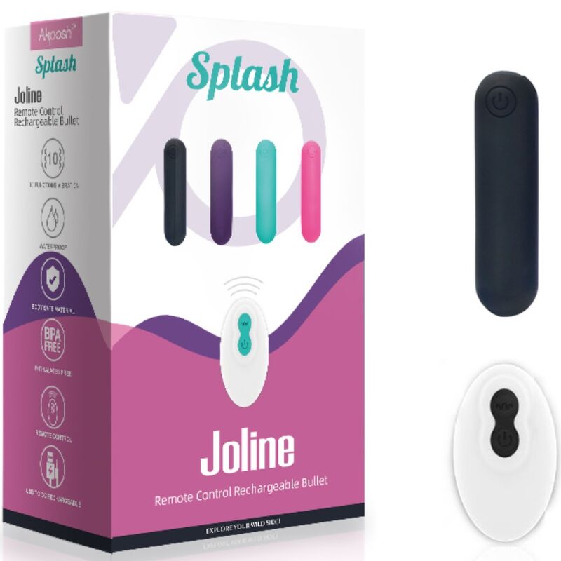 ARMONY - SPLASH JOLINE VIBRATOR KULE SILIKON FJERNKONTROLL 10 VIBRASJONER 65 X 15 CM SVART