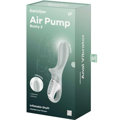 SATISFYER - AIR PUMP BOOTY 3 OPPLÅSBAR ANALVIBRATOR GRÅGRØNN