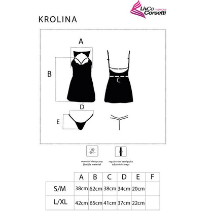 LIVCO CORSETTI FASHION - KROLINA LC 90734 CHEMISE + TONG SORT L/XL