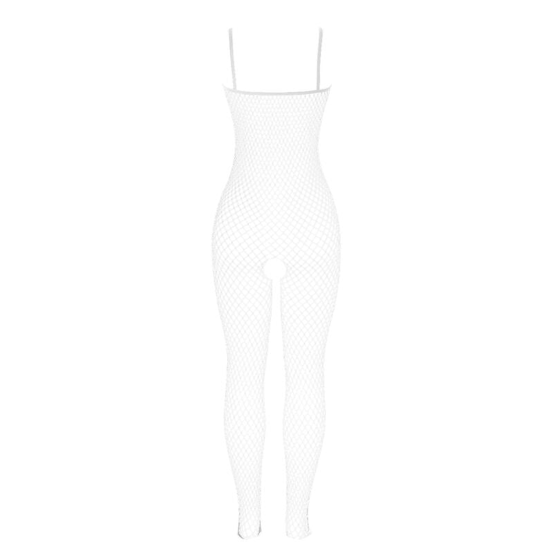 SUBBLIME - 951740 BODYSTOCKING HVIT FISKNETTING MED SLØYER EN STØRRELSE