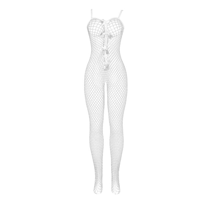 SUBBLIME - 951740 BODYSTOCKING HVIT FISKNETTING MED SLØYER EN STØRRELSE