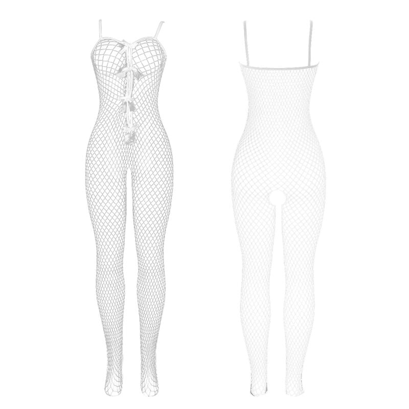 SUBBLIME - 951740 BODYSTOCKING HVIT FISKNETTING MED SLØYER EN STØRRELSE