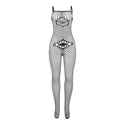 SUBBLIME - 952112 FISHNET BODYSTOCKING WITH DETAILS ON THE CHEST AND BELLY BLACK ONE SIZE