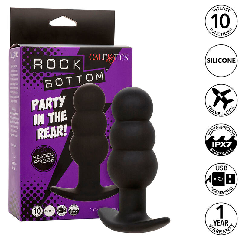 CALEXOTICS - ROCK BOTTOM PERLETE ANALPLUGG 10 VIBRASJONER SILIKON SVART
