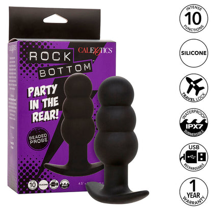 CALEXOTICS - ROCK BOTTOM PERLETE ANALPLUGG 10 VIBRASJONER SILIKON SVART