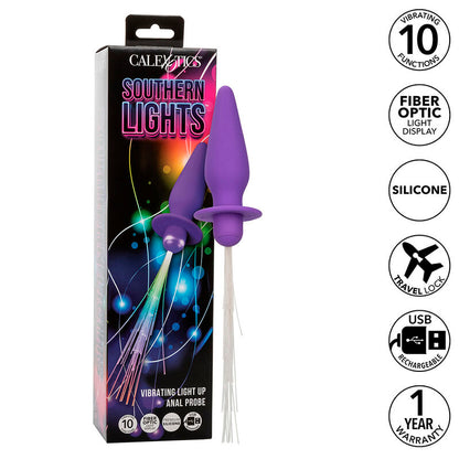 CALEXOTICS - SOUTHERN LIGHT LIGHT UP ANALPLUGG 10 VIBRASJONER SILIKON LILLA