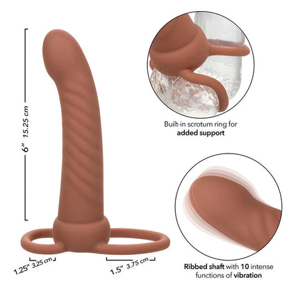 CALEXOTICS - MAXX RIBBED DUAL PENETRATOR 10 VIBRASJONER BRUN
