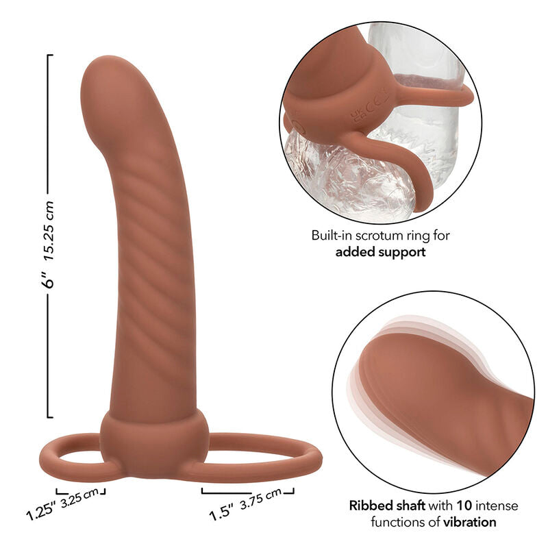 CALEXOTICS - MAXX RIBBED DUAL PENETRATOR 10 VIBRASJONER BRUN