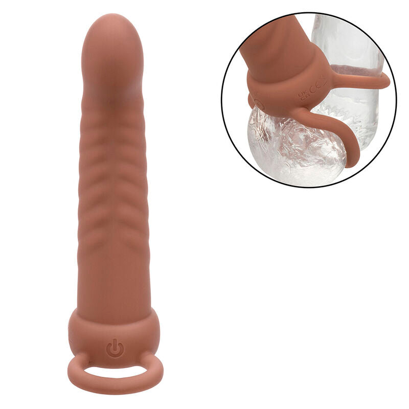 CALEXOTICS - MAXX RIBBED DUAL PENETRATOR 10 VIBRASJONER BRUN