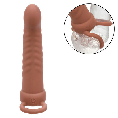 CALEXOTICS - MAXX RIBBED DUAL PENETRATOR 10 VIBRASJONER BRUN