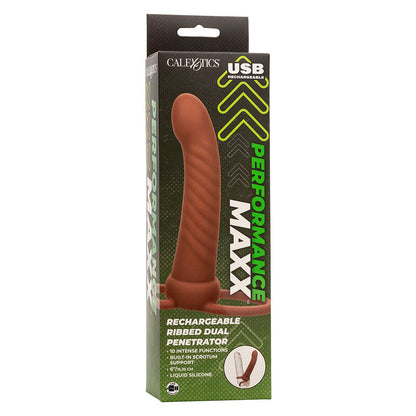 CALEXOTICS - MAXX RIBBED DUAL PENETRATOR 10 VIBRASJONER BRUN