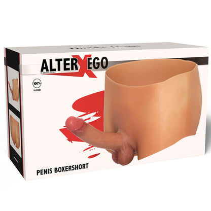 SKJULT BEGYNNELSE - ALTER EGO BOXERSHOT MED PENIS 18 CM STØRRELSE S/M