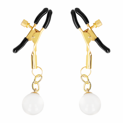 KINK - GLASS BEAD NIPPLE CLAMPS GOLD 6 CM