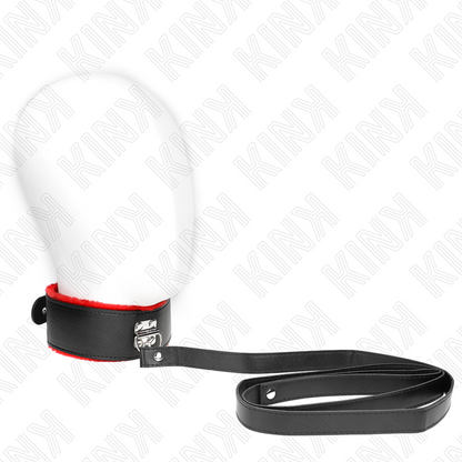 KINK - HALSKE MED BELTE 116 CM MED RØD LÆRREM JUSTERBAR 40-48 CM X 6 CM